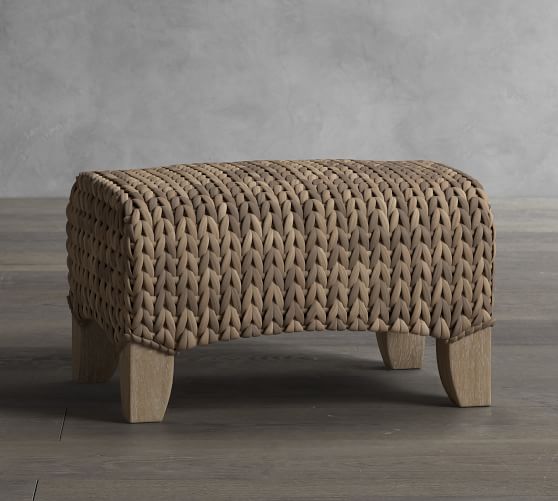 Seagrass Wingback Ottoman Pottery Barn