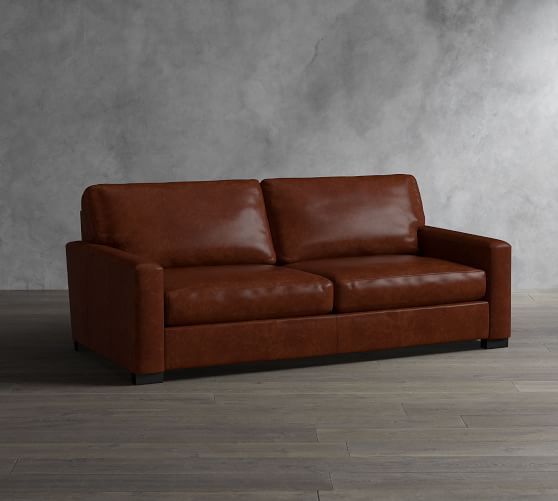 Turner Square Arm Leather Sleeper Sofa