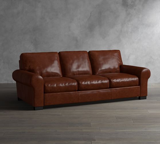 Turner Roll Arm Leather Sleeper Sofa Bed Pottery Barn