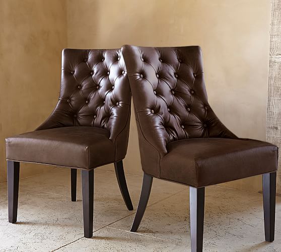 Hayes Tufted Leather Dining Chair Pottery Barn