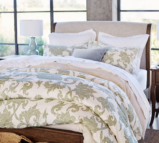 Loretta Belgian Flax Linen Patterned Duvet Cover Sham Pottery Barn