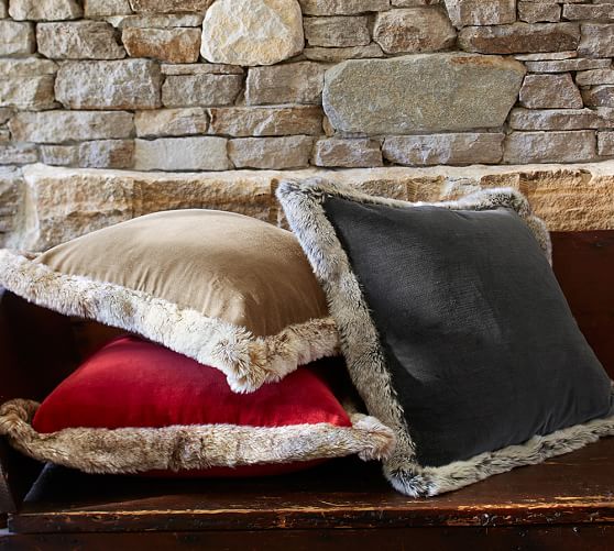 Faux Fur Trim Velvet Pillow Covers Pottery Barn