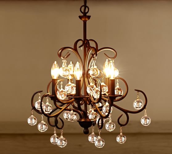 Bellora Crystal Ball Chandelier, 5Arm, Bronze finish Pottery Barn