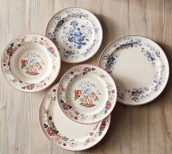 Vintage Floral Dinner Plate, Set of 4 Pottery Barn