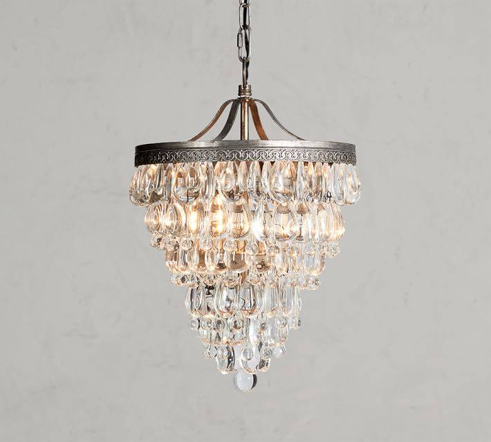Clarissa Crystal Drop Small Round Chandelier Pottery Barn