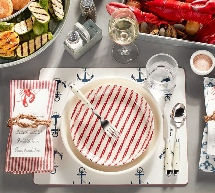 Nautical Rope Icon Melamine Salad Plate. Come be inspired by 4th of July Tablescapes, Patriotic Decor & USA Finds: Happy Birthday, America in case you're in the mood for American flag and red, white, and blue festive finds.
