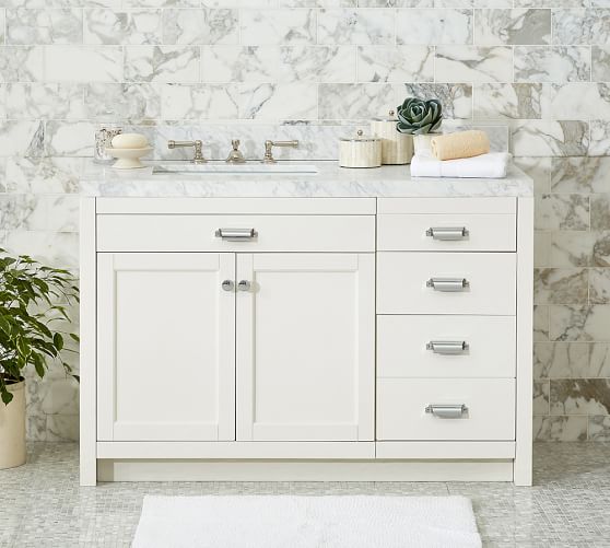 Davis Asymmetric Single Sink Vanity with Drawers Pottery Barn