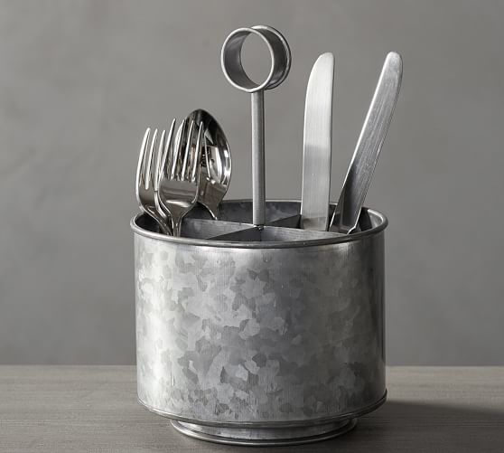 Galvanized Metal Flatware Caddy