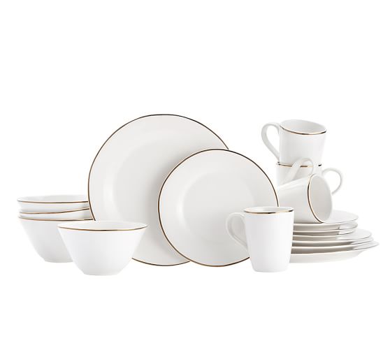 Gigi Gold Rim 16 Piece Dinnerware Set Pottery Barn