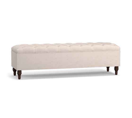Bedroom Benches End Of Bed Seating Storage Pottery Barn Lorraine Tufted King Storage Bench