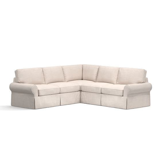 Pb Basic Fabric Sofas Sectionals Armchairs Pottery Barn Pb Basic Slipcovered 2 Piece L Shaped Sectional