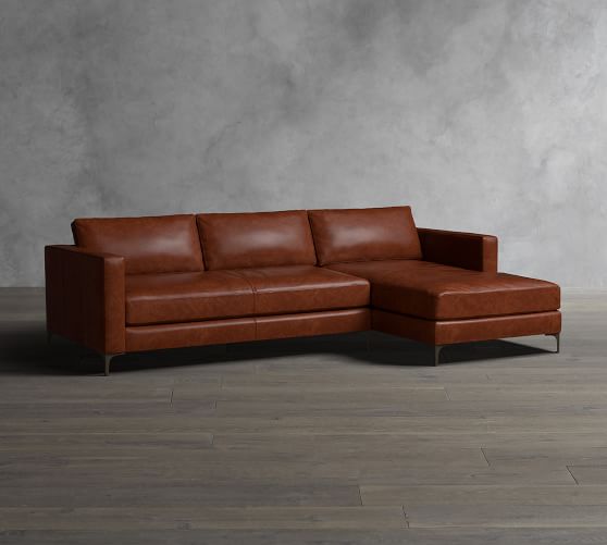 Jake Leather Sofa with Chaise Sectional Pottery Barn