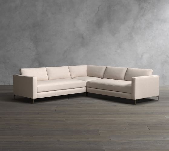 Jake Upholstered 3Piece LShaped Sectional Sofa Pottery Barn