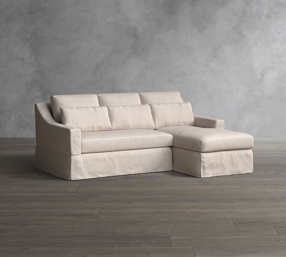 York Slope Arm Deep Seat Slipcovered Chaise Sofa Sectional Pottery Barn