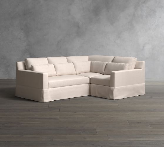 York Square Arm Deep Seat Slipcovered 3 Piece Sectional with Corner