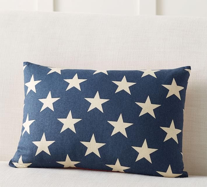 Reversible Star Stripe Lumbar Pillow Cover