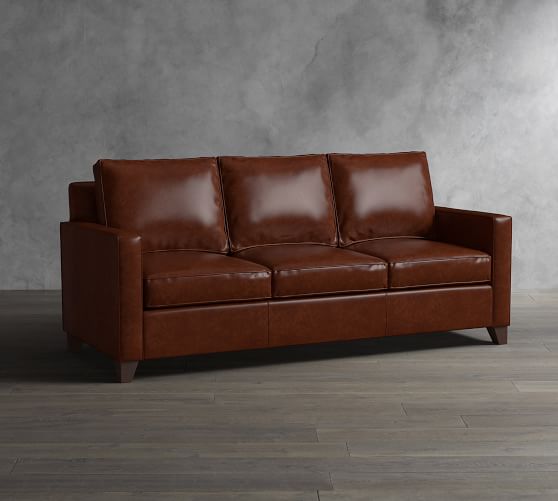 Cameron Square Arm Leather Sleeper Sofa Pottery Barn