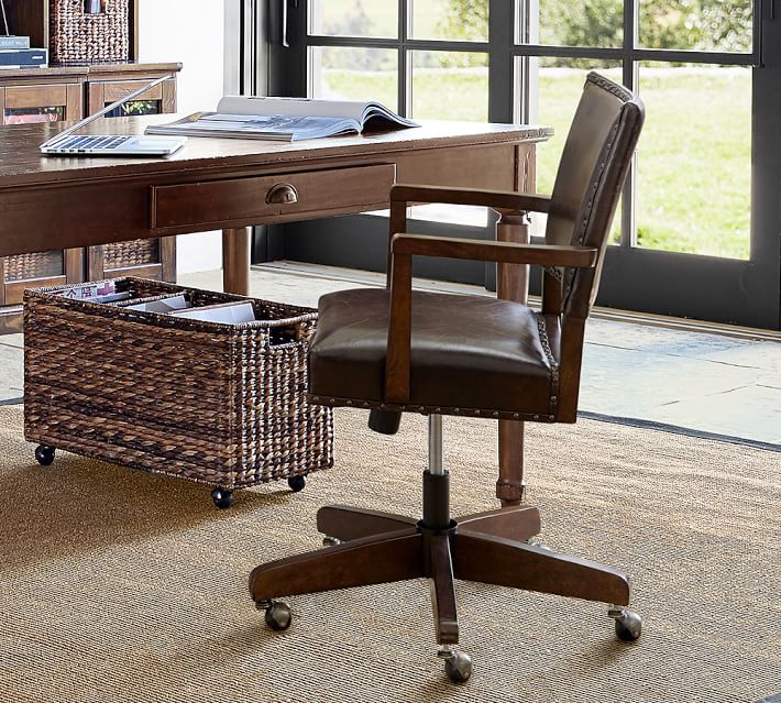Manchester Leather Swivel Desk Chair Pottery Barn