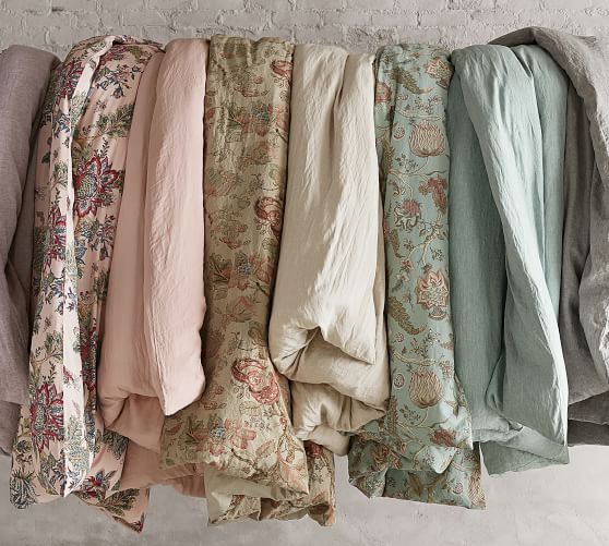 Grace Floral Texture Cotton Linen Blend Duvet Cover & Sham Pottery Barn