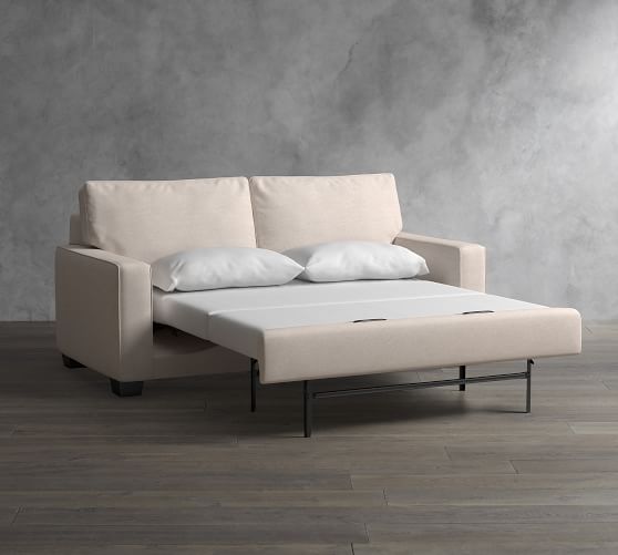 Pb Comfort Square Arm Upholstered Deluxe Sleeper Sofa With Memory Foam Mattress