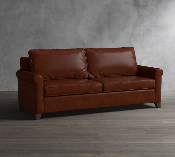 Cameron Roll Arm Leather Sleeper Sofa Bed Pottery Barn