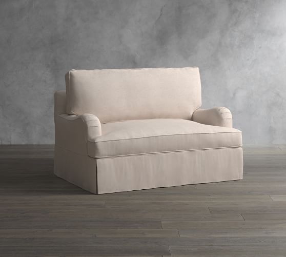PB English Arm Slipcovered Twin Sleeper Sofa with Memory Foam Mattress Pottery Barn