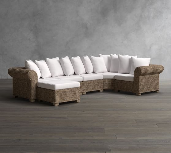 Seagrass 5Piece Sectional with Wedge and Ottoman Pottery Barn