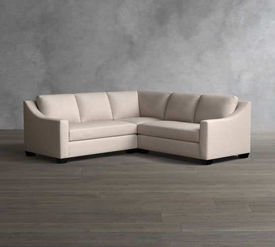York Slope Arm Upholstered 3Piece LShaped Sectional with Corner