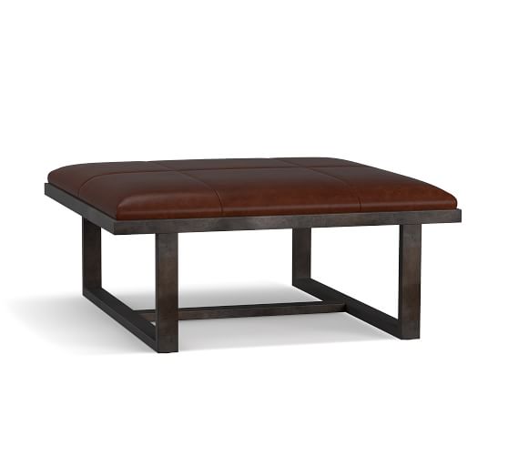 Ottomans Storage Benches Ottoman Coffee Tables Pottery Barn Griffin Square Leather Ottoman
