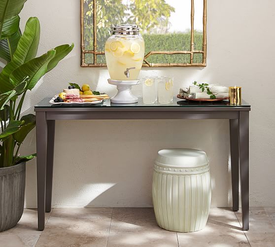 Reeded Ceramic Outdoor Side Table Pottery Barn