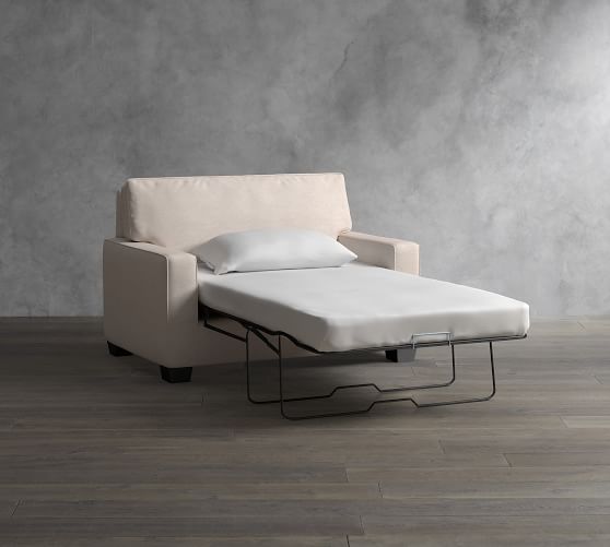 Pb Comfort Square Arm Upholstered Twin Sleeper Sofa With Memory Foam Mattress