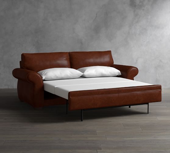 Pearce Roll Arm Leather Deluxe Sleeper Sofa Pottery Barn