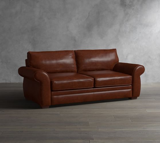 Pearce Roll Arm Leather Deluxe Sleeper Sofa Pottery Barn