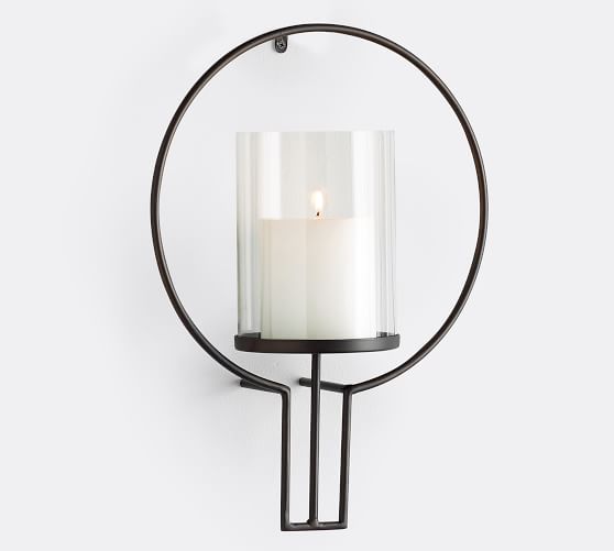 Caden Bronze Ring Wall Mount Pillar Candle Holder Pottery Barn