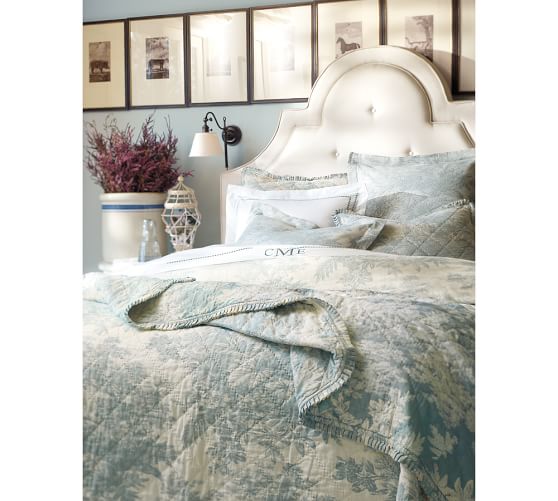 Dark Porcelain Blue Matine Toile Patterned Duvet Cover & Sham Pottery Barn