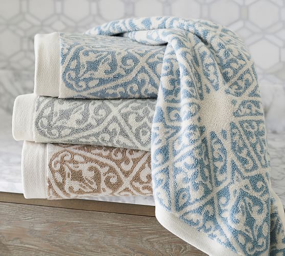 Penny Jacquard Organic Towels Pottery Barn