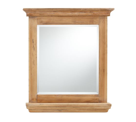 Mason Reclaimed Wood Mirror with Shelf Wax Pine finish Pottery Barn