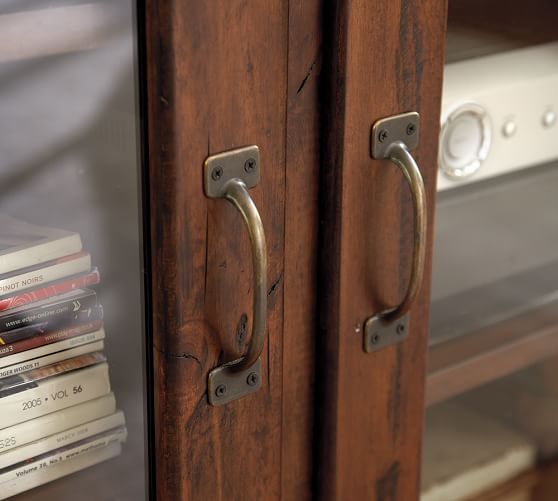 Printer's Large Entertainment Center With Bookcases & Bridge, Tuscan