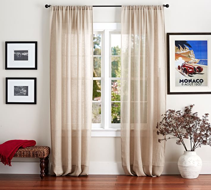 Belgian Flax Linen Sheer Curtain Pottery Barn