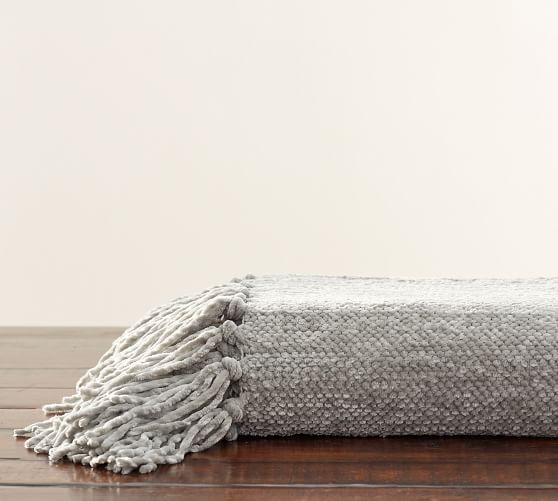 Chenille Fringe Throw Blanket Pottery Barn