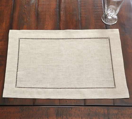 PB Classic Linen Hemstitch Napkin & Placemat, Set of 4 Pottery Barn