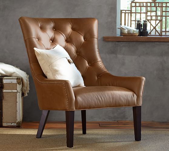 Hayes Tufted Leather Armchair Pottery Barn