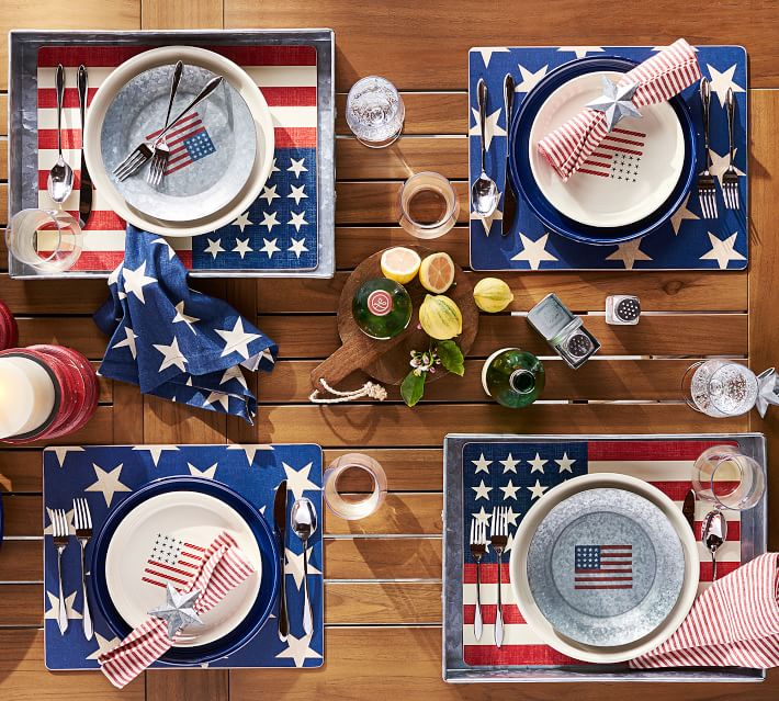 American Flag Stars Cork Placemat - come over to my blog for lovely rustic metal decorating resources and Ideas for unfussy farmhouse style and tablescapes. In Case You Love Patriotic and casual Decor!