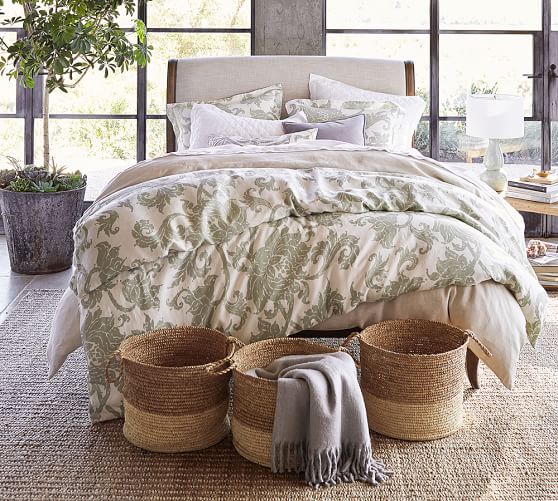 Loretta Belgian Flax Linen Patterned Duvet Cover Sham Pottery Barn