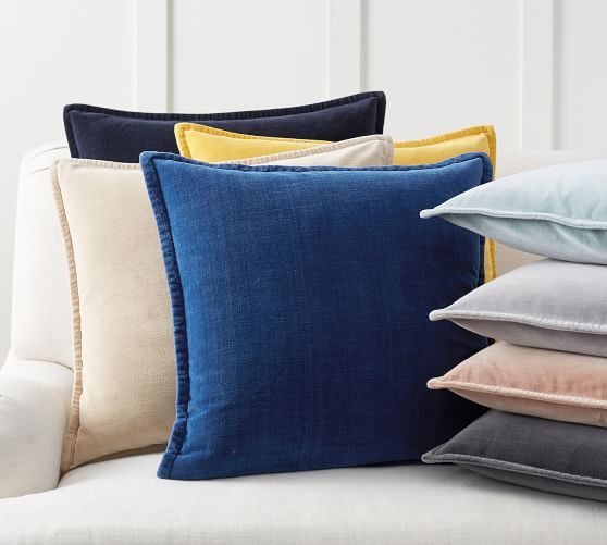 Washed Velvet Pillow Cover 20 Indigo Pottery Barn