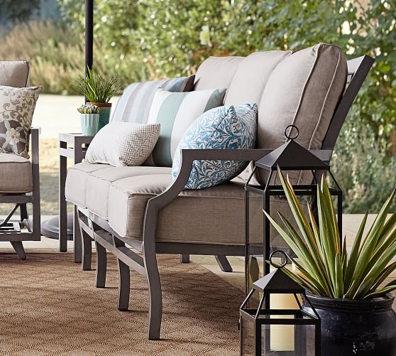 Canyon Metal Outdoor Sofa Pottery Barn