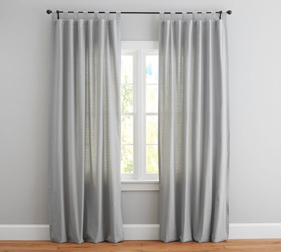 Textured Cotton Tab Top Drape 50 X 96 Navy Pottery Barn