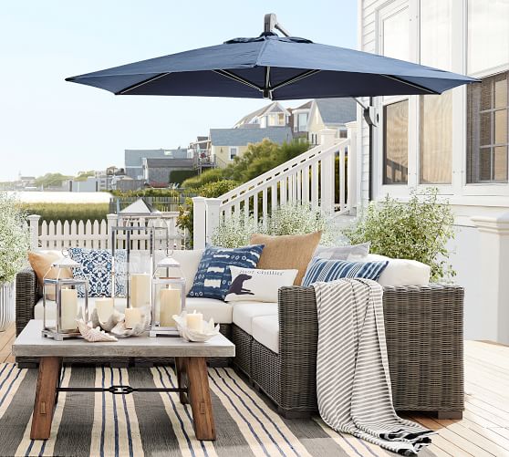 Round Sunbrella Aluminum Cantilever Umbrella Outdoor Umbrellas