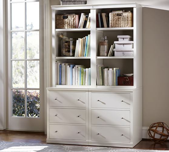 Logan Bookcase with Drawers Pottery Barn