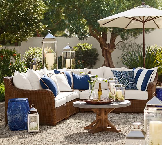 palmetto all-weather wicker outdoor sectional components, honey